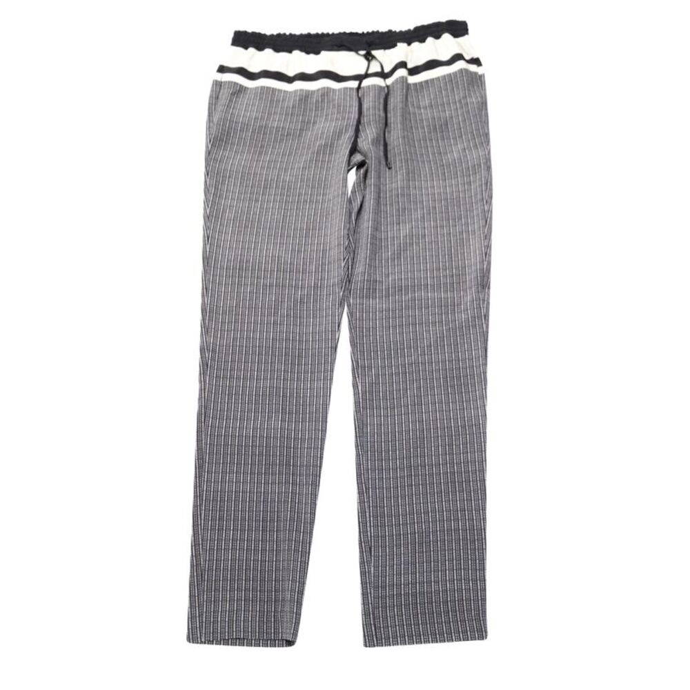 Vince Checked Drawstring Pants in Black Silk